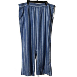 NWT! Old Navy Blue Striped High-Waisted Linen-Blend Wide-Leg Pants